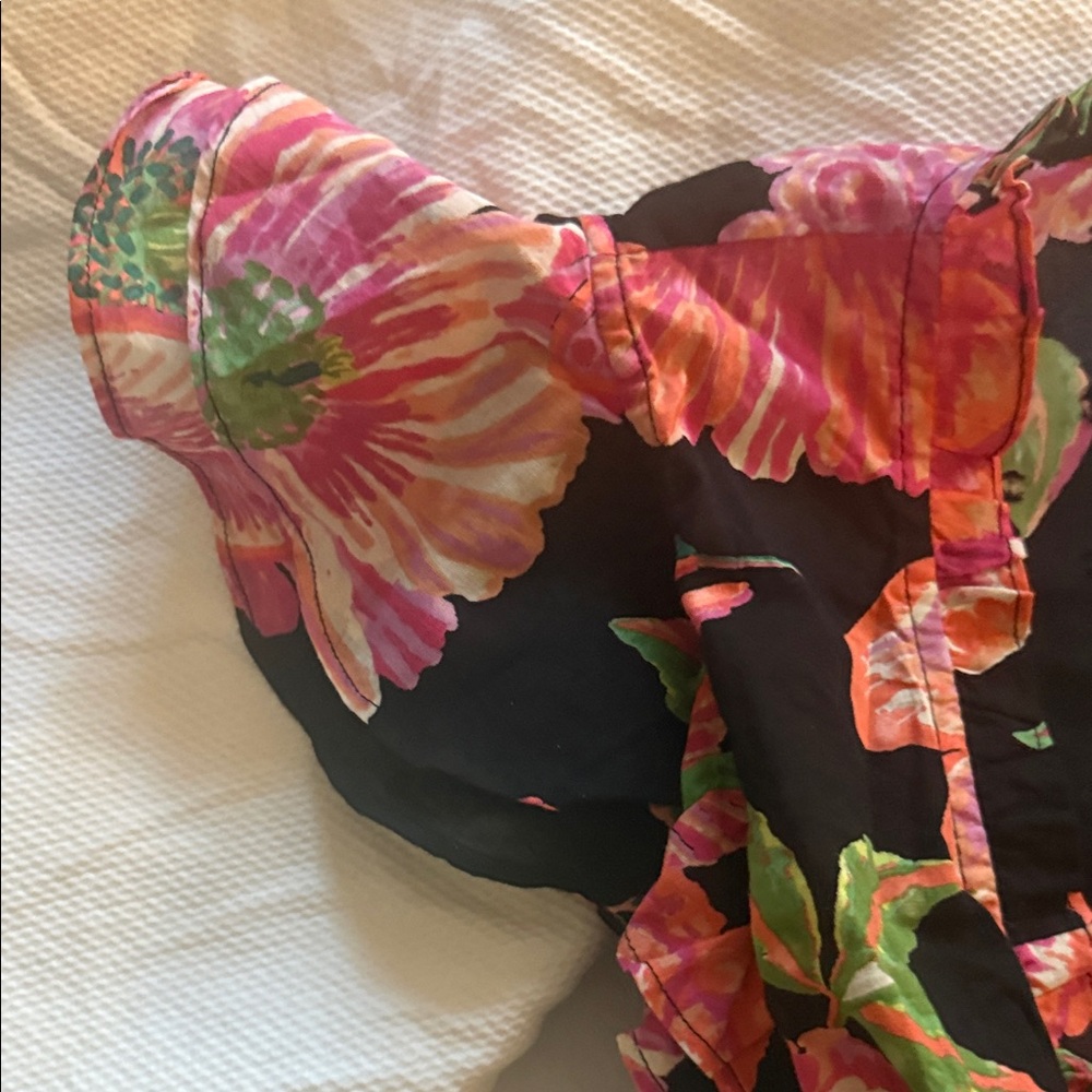 Banjanan Black Floral Tie-Front Top - Picture 4 of 6